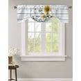 thumbnail image 1 of Tie Up Valance Curtain for Kitchen, Pastoral Sunflower Floral Rod Pocket Short Curtains Adjustable Tie-Up Shade Valances, Blue Farmhouse Wood Grain Window Treatment for Bathroom Living Room Bedroom, 1 of 7
