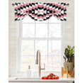 thumbnail image 1 of Tie Up Valance Curtain for Kitchen,Retro Aztec Black Pink Geometric Rod Pocket Short Curtains Adjustable Tie-Up Shade Valances,Abstract Checkered Window Treatment for Bathroom Living Room Bedroom, 1 of 8