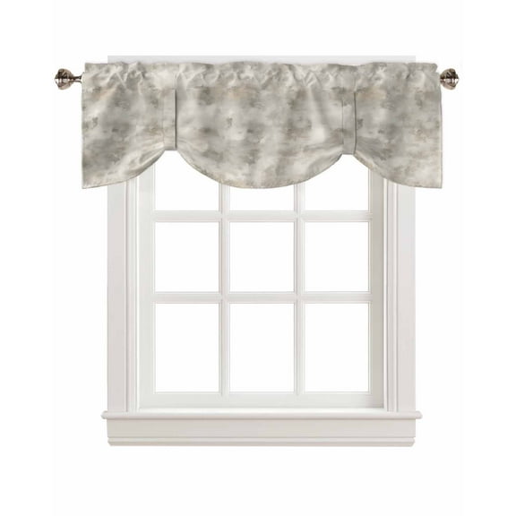 Tie Up Valance Curtain for Kitchen,Retro Marble Slate Pattern Rod Pocket Short Curtains Adjustable Tie-Up Shade Valances,Gradient Art Window Treatment for Bathroom Bedroom