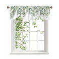 thumbnail image 1 of Tie Up Valance Curtain for Kitchen, Spring Sage Green Leaves Watercolor Rod Pocket Short Curtains Adjustable Tie-Up Shade Valances, Farm Foliage on White Window Treatment for Bathroom Bedroom 42x12in, 1 of 8