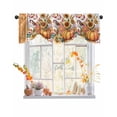 thumbnail image 1 of Tie Up Valance Curtain for Kitchen,Thanksgiving Harvest Pumpkin Floral Rod Pocket Short Curtains Adjustable Tie-Up Shade Valances,Bird Farmhouse Leaves Window Treatment for Bathroom Living Room, 1 of 8
