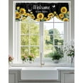 thumbnail image 1 of Tie Up Valance Curtain for Kitchen,Welcome Home Sunflower Funny Words Rod Pocket Short Curtains Adjustable Tie-Up Shade Valances,Black Yellow Window Treatment for Bathroom Living Room Bedroom, 1 of 8