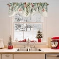 thumbnail image 1 of Tie Up Valance Curtain for Kitchen,Winter Green Eucalyptus Leaf Rod Pocket Short Curtains Adjustable Tie-Up Shade Valances,Retro Pine Cone Berry on Linen Window Treatment for Bathroom Living Room, 1 of 8