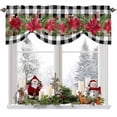 thumbnail image 1 of Tie Up Valance Curtain for Kitchen,Winter Red Flower Green Leaf Rod Pocket Short Curtains Adjustable Tie-Up Shade Valances,Black White Buffalo Plaid Window Treatment for Bathroom Living Room Bedroom, 1 of 8