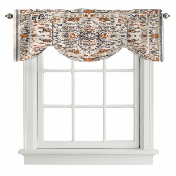 Tie Up Valance Ethnic Southwestern Valances for Windows Tribal Antique Boho-Chic Heritage Balloon Shade Valance Window Treatment Short Curtain Valances for Living Room Kitchen Bedroom 42"x12"