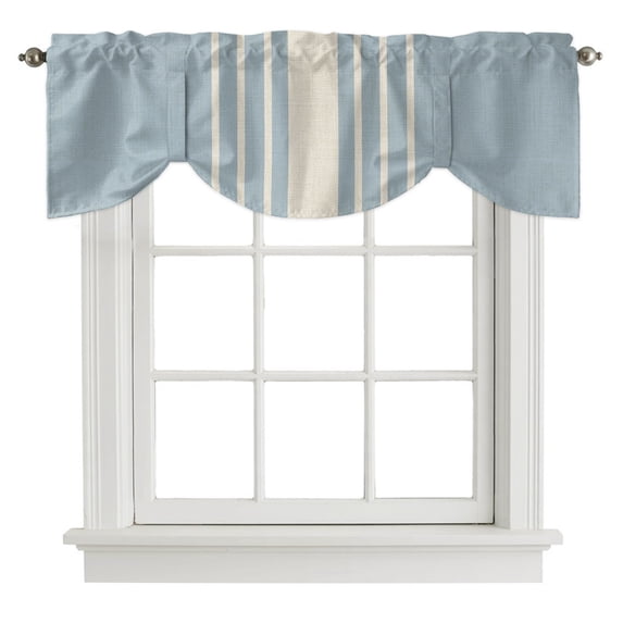 Tie Up Valance Slate Blue Stripe Valances for Windows Slate Blue Stripe ...