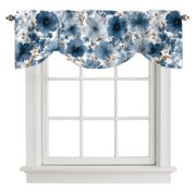 Tie Up Valance Steel Blue Daisy Petal Valances for Windows Steel Blue Daisy Petal Balloon Shade Valance Window Treatment Adjustable Short Curtain Valances for Living Room Kitchen Bedroom 42"x12"