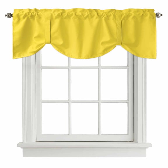 Tie Up Valance for Windows Bright Yellow Curtains Valances Rod Pocket Valance Window Treatments Solid Color Balloon Curtains for Kitchen Living Room Bedroom Bathroom Decor 42x12 Inch