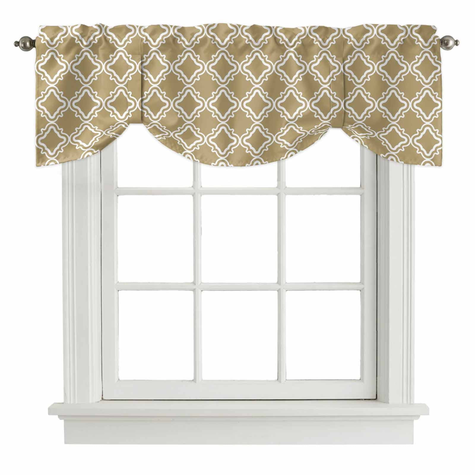 Tie Up Valance for Windows Brown Moroccan Texture Curtains Valances Rod ...