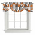 thumbnail image 1 of Tie Up Valance for Windows Burnt Orange Gray Geometric Curtains Valances Rod Pocket Valance Window Treatments Abstract Mid Century Balloon Curtains for Kitchen Living Room Bedroom 42x12 Inch, 1 of 9