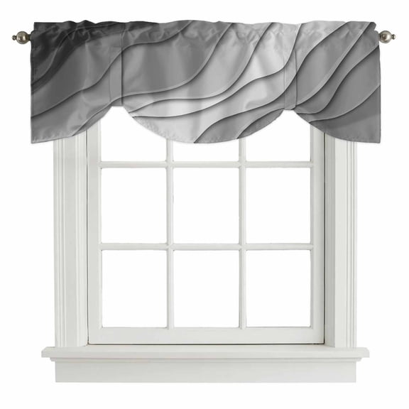 Tie Up Valance for Windows Grey Modern Geometric Curtains Valances Rod Pocket Valance Window Treatments Gray Abstract Beach Balloon Curtains for Kitchen Living Room Bedroom Bathroom Decor 42x12 Inch