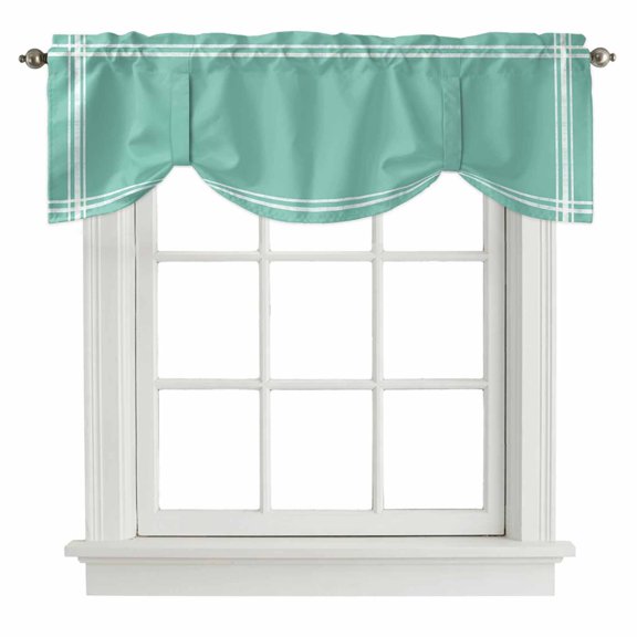 Tie Up Valance for Windows Mint Green Turquoise Curtains Valances Rod Pocket Valance Window Treatments Solid Teal Color Balloon Curtains for Kitchen Living Room Bedroom Bathroom Decor 54x18 Inch