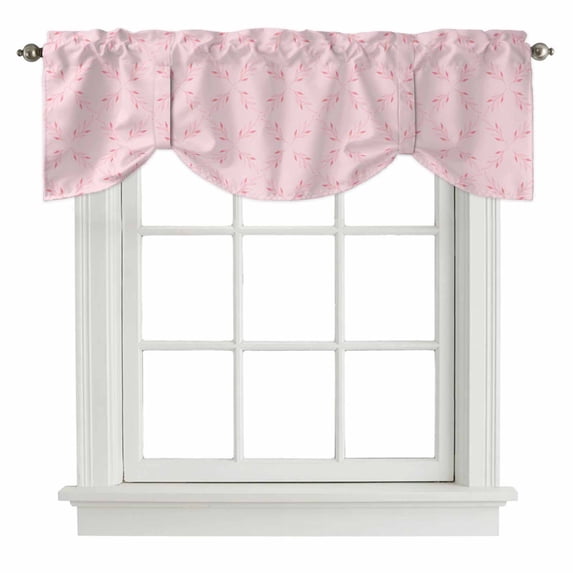 Tie Up Valance for Windows Pink Plaid Curtains Valances Rod Pocket Valance Window Treatments Diamond Texture Balloon Curtains for Kitchen Living Room Bedroom Bathroom Decor 42x12 Inch