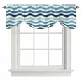 thumbnail image 1 of Tie Up Valance for Windows Teal Blue Stripe Waves Curtains Valances Rod Pocket Valance Window Treatments Lines Striped Balloon Curtains for Kitchen Living Room Bedroom Bathroom Decor 42x12 Inch, 1 of 9