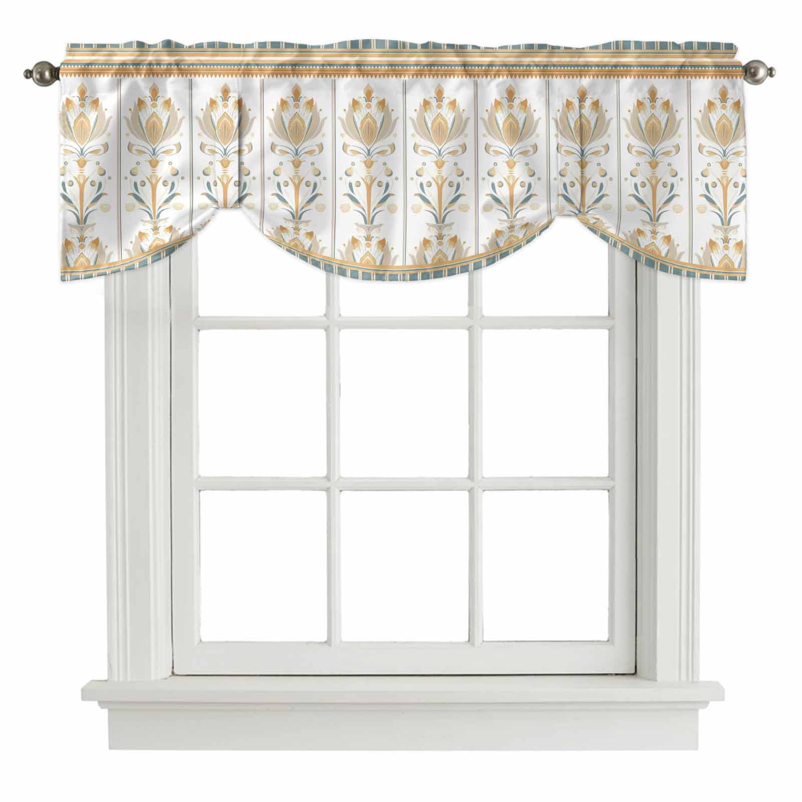 Tie Up Valances for Windows, Aztec Boho Adjustable Valance Curtains ...