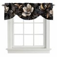 thumbnail image 1 of Tie Up Valances for Windows, Black Gold Flower Adjustable Valance Curtains Window Treatment for Living Room, Gradient Luxurious Floral Botanical Rod Pocket Kitchen Curtains & Drapes 54x18 Inch, 1 of 9