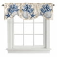thumbnail image 1 of Tie Up Valances for Windows, Blue Coastal Adjustable Valance Curtains Window Treatment for Living Room/Bedroom, Nautical Summer Beach Starfish Shell Rod Pocket Kitchen Curtains & Drapes 42x18 Inch, 1 of 9