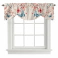 thumbnail image 1 of Tie Up Valances for Windows, Blue Pink Butterfly Adjustable Valance Curtains Window Treatment for Living Room/Bedroom, Vintage Rustic Botanical Floral Rod Pocket Kitchen Curtains & Drapes 54x18 Inch, 1 of 9