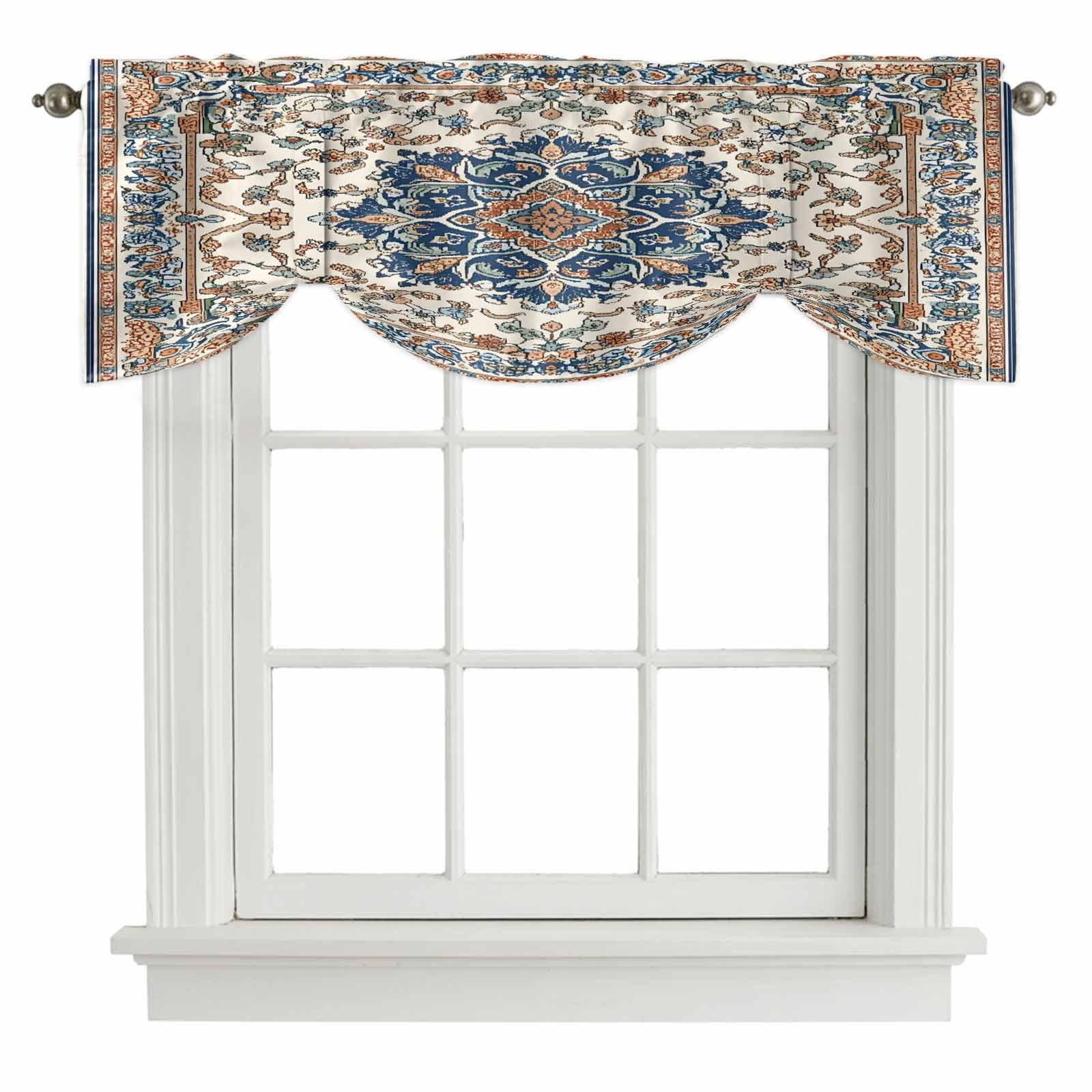 Rustic Valance Tie Up Valances for Windows, Boho Ethnic Rustic Adjustable Valance ...