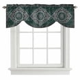 thumbnail image 1 of Tie Up Valances for Windows, Boho Southwest Adjustable Valance Curtains Window Treatment for Living Room, Dark Green Gray Aztec Abstract Floral Rod Pocket Kitchen Curtains & Drapes 42x12 Inch, 1 of 9