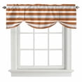 thumbnail image 1 of Tie Up Valances for Windows, Burnt Orange Grey Stripe Adjustable Valance Curtains Window Treatment for Living Room, Minimalist Farmhouse Striped Rod Pocket Kitchen Curtains & Drapes 60x18 Inch, 1 of 9