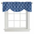 thumbnail image 1 of Tie Up Valances for Windows, Dark Blue Morocco Adjustable Valance Curtains Window Treatment for Living Room, Ethnic Abstract Geometric Quatrefoil Grid Rod Pocket Kitchen Curtains & Drapes 60x18 Inch, 1 of 9