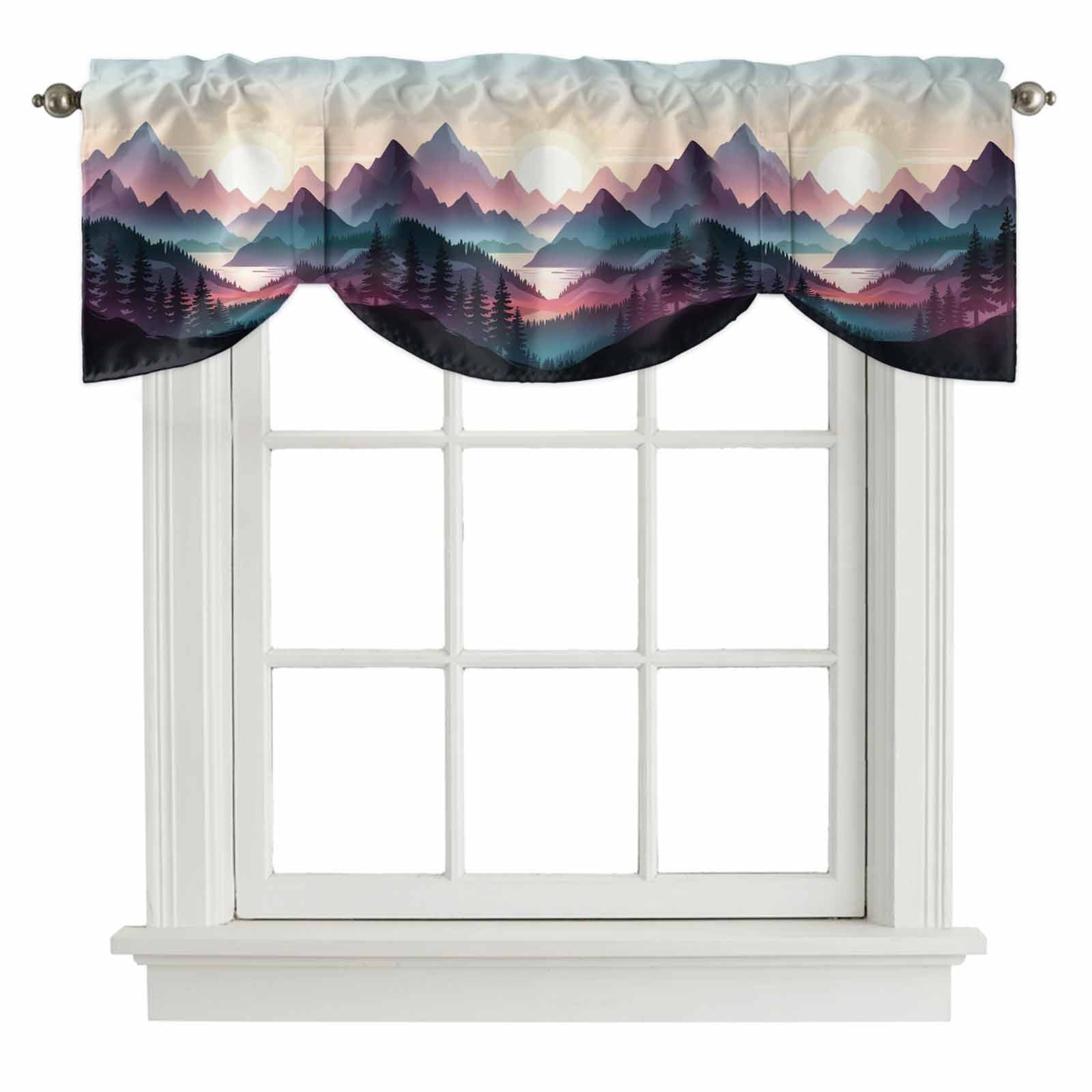 Tie Up Valances for Windows, Farmhouse Mountain Adjustable Valance ...
