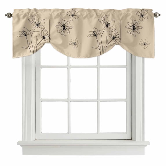 Tie Up Valances for Windows, Floral Adjustable Valance Curtains Window Treatment for Living Room/Bedroom Windows, Spring Flower Rod Pocket Kitchen Curtains & Drapes 42x12 Inch