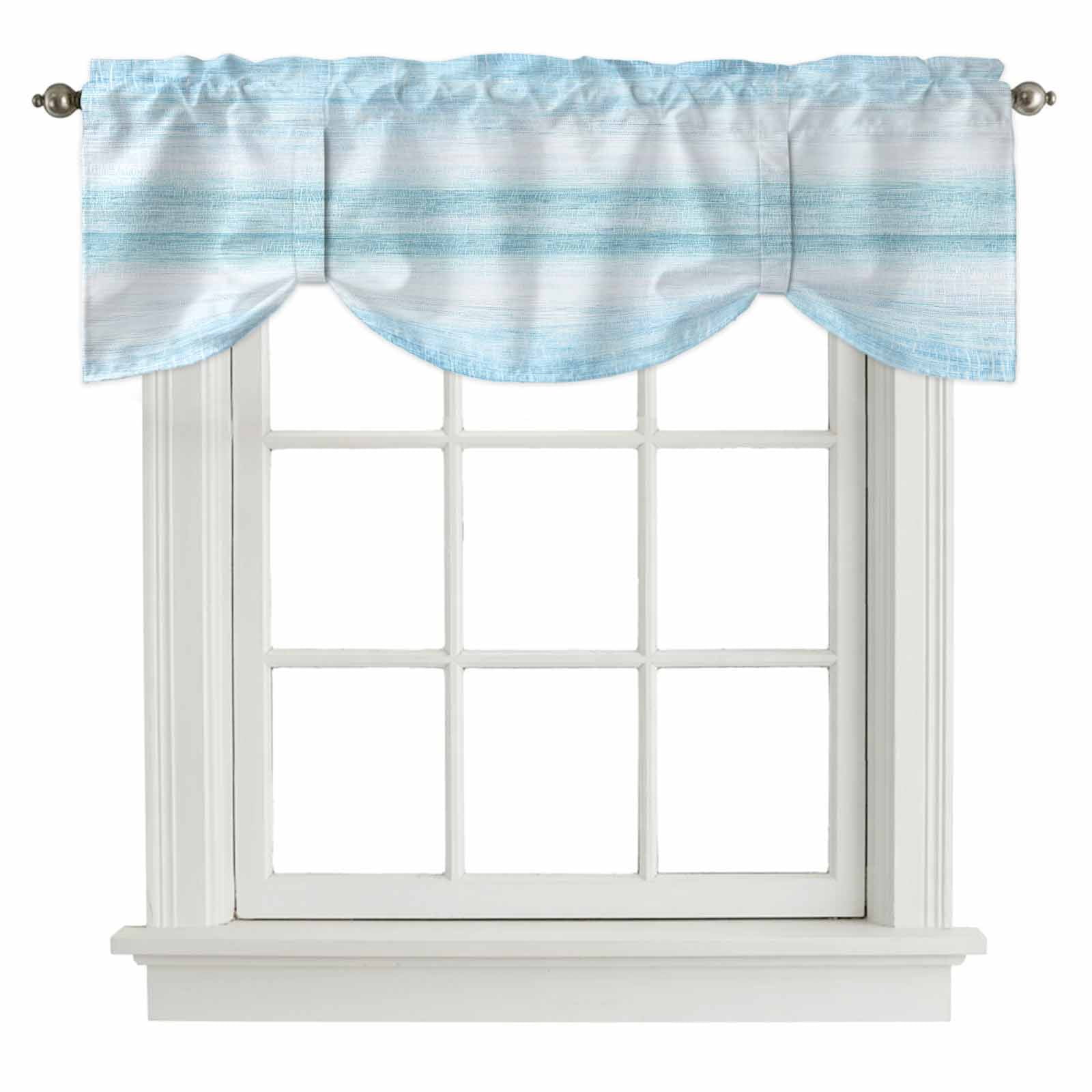 Tie Up Valances for Windows, Gradient Aqua Blue Adjustable Valance