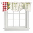 thumbnail image 1 of Tie Up Valances for Windows, Green Leaves Adjustable Valance Curtains Window Treatment for Living Room, Flowers Red Check Country Retro Pastoral Rod Pocket Kitchen Curtains & Drapes 42x18 Inch, 1 of 9