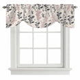 thumbnail image 1 of Tie Up Valances for Windows, Grey Pink Botanical Adjustable Valance Curtains Window Treatment for Living Room, Rustic Country Spring Floral Summer Leaf Rod Pocket Kitchen Curtains 60x18 Inch, 1 of 9