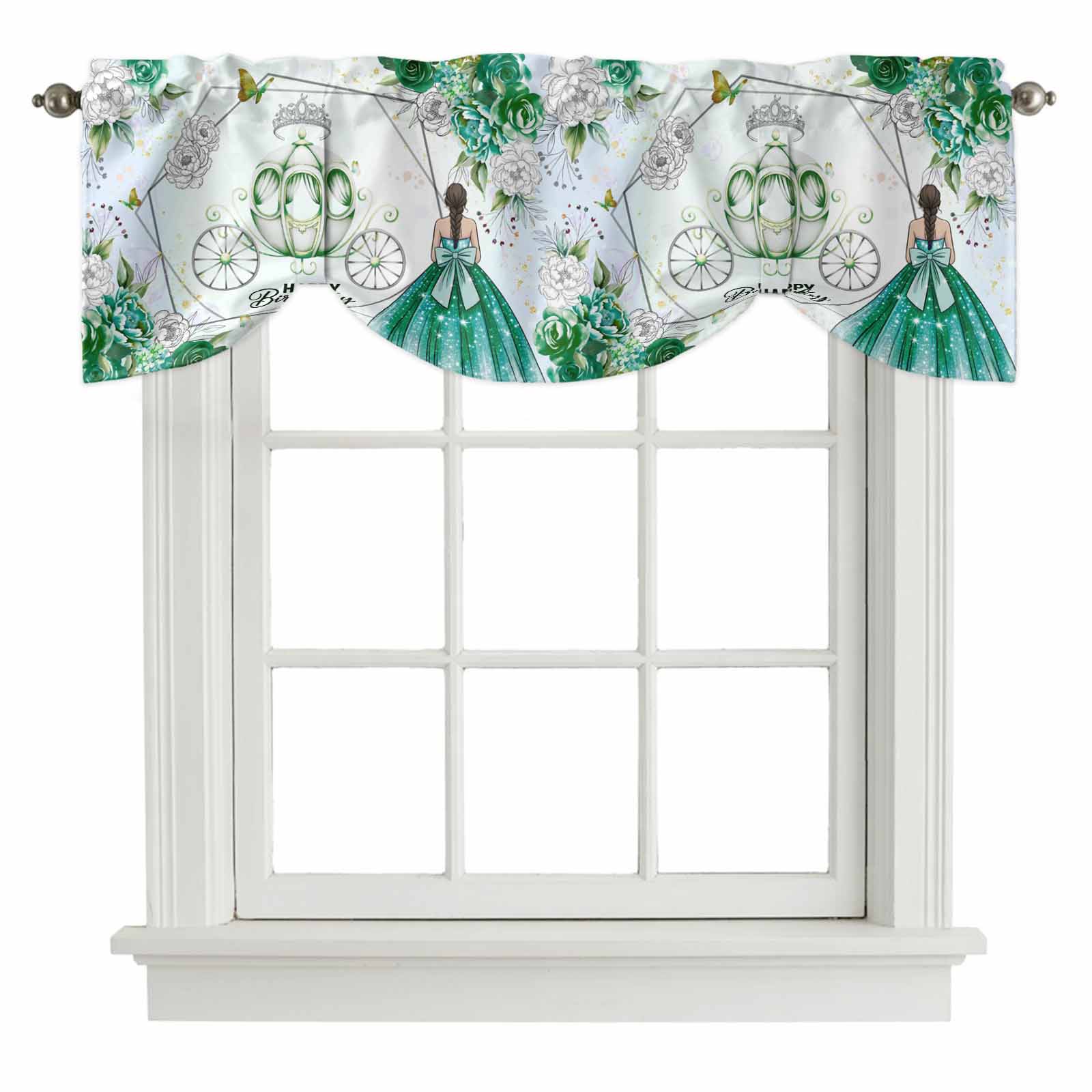 Tie Up Valances for Windows, Happy Birthday Adjustable Valance Curtains ...
