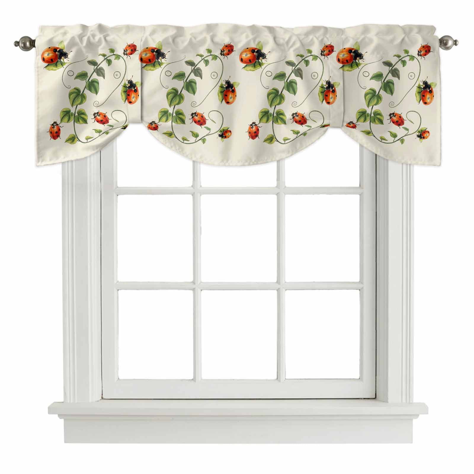 Tie Up Valances for Windows, Ladybugs Eucalyptus Adjustable Valance ...