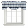 thumbnail image 1 of Tie Up Valances for Windows, Navy Blue Gray Striped Adjustable Valance Curtains Window Treatment for Living Room, Farmhouse Stripes Modern Abstract Art Rod Pocket Kitchen Curtains 42x18 Inch, 1 of 9