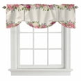 thumbnail image 1 of Tie Up Valances for Windows, Pink Flowers Adjustable Valance Curtains Window Treatment for Living Room, Spring Floral Farmhouse Botanical Rustic Rod Pocket Kitchen Curtains & Drapes 54x18 Inch, 1 of 9