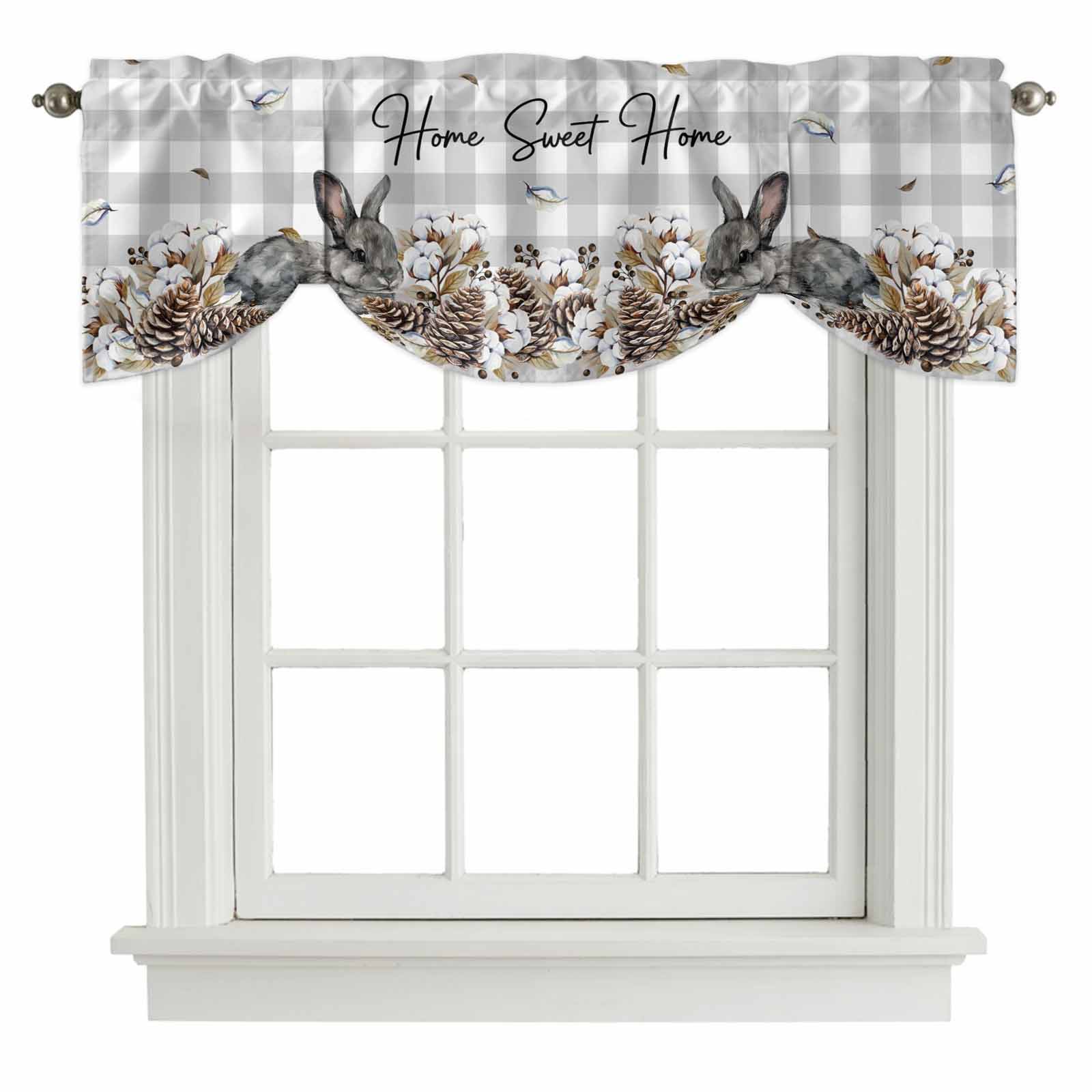 Window Ledge For Rabbits Tie Up Valances for Windows, Rabbits Pine Cone Adjustable Valance ...