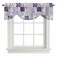 thumbnail image 1 of Tie Up Valances for Windows, Spring Floral Adjustable Valance Curtains Window Treatment for Living Room, Dark Purple Flowers Patchwork Grid Bohemia Rod Pocket Kitchen Curtains & Drapes 54x18 Inch, 1 of 9