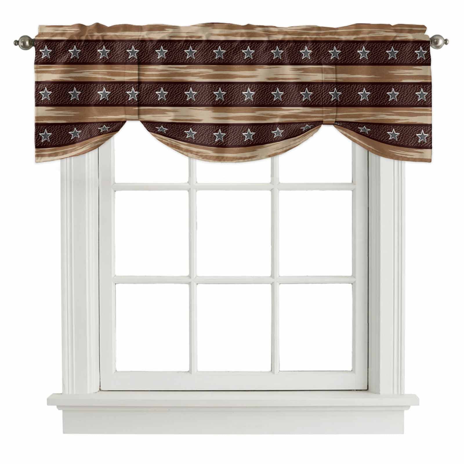 Tie Up Valances for Windows, Star Vintage Adjustable Valance Curtains ...