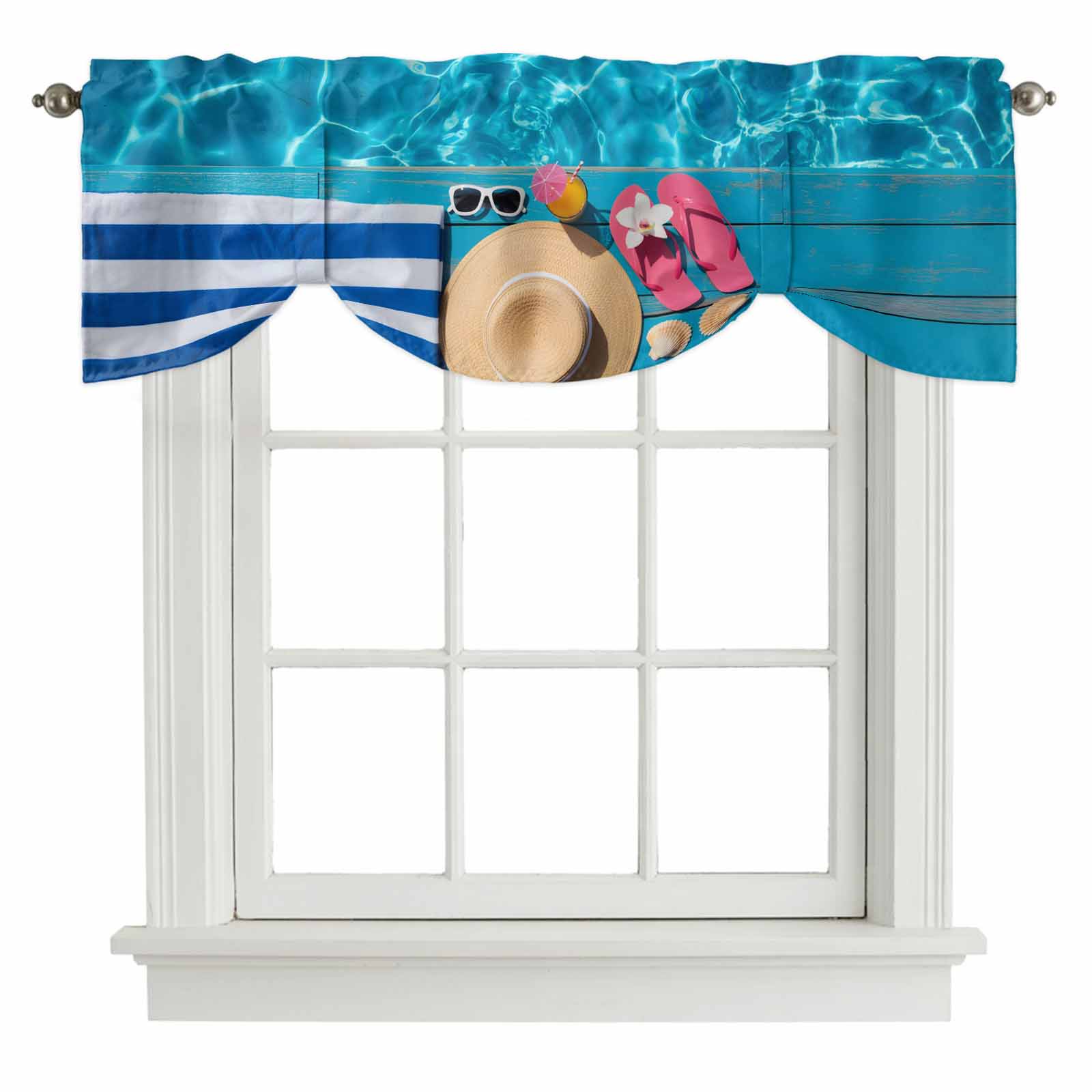 Tie Up Valances for Windows, Swimming Pool Adjustable Valance Curtains ...