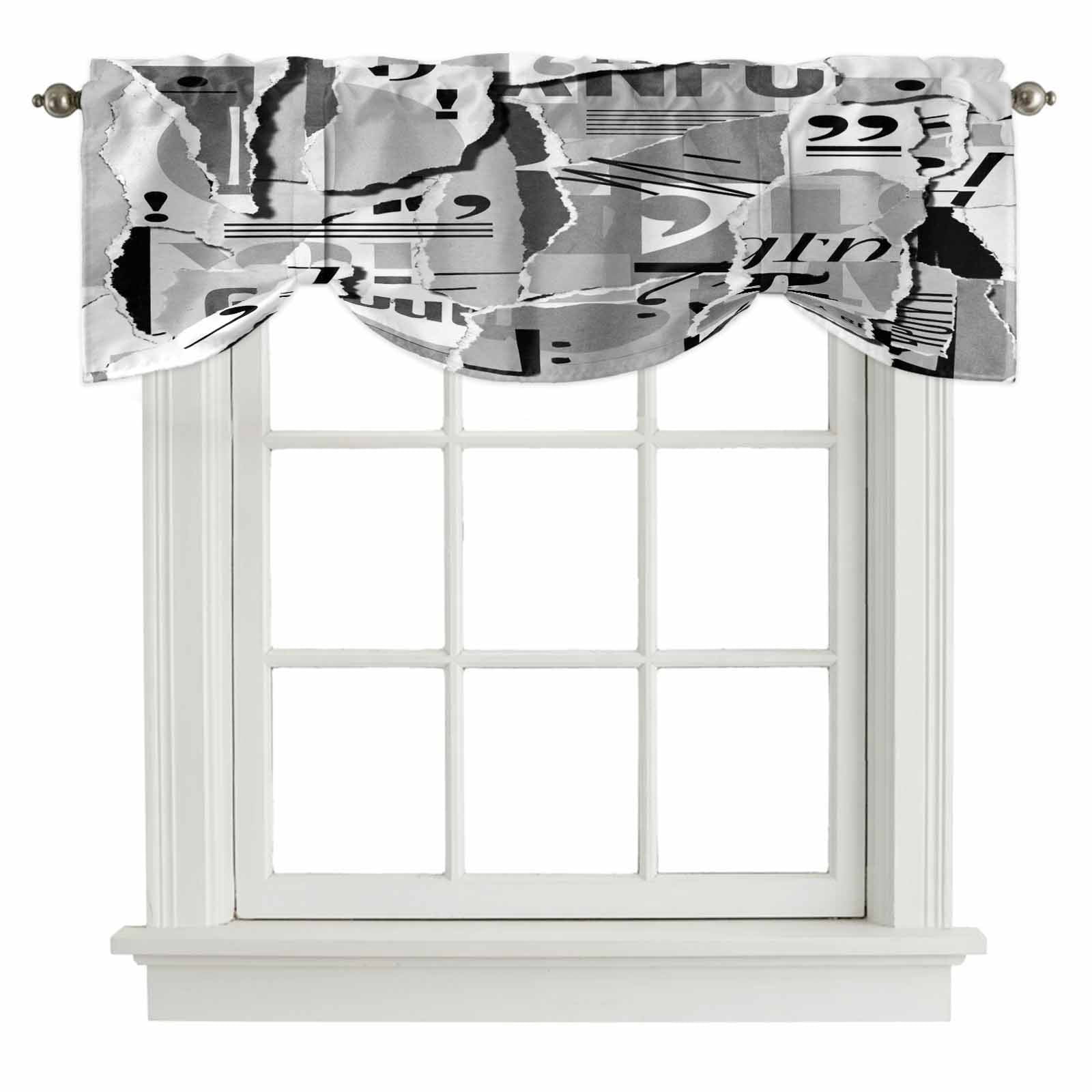 Paper Window Valance Tie Up Valances for Windows, Torn Paper Adjustable Valance Curtains ...
