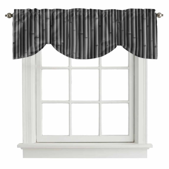 Tie Up Valances for Windows, Vintage Black Adjustable Valance Curtains Window Treatment for Living Room/Bedroom, Country Farmhouse Plants Tree Pattern Rod Pocket Kitchen Curtains & Drapes 42x18 Inch
