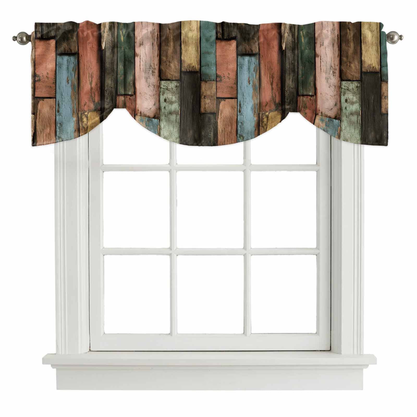 Tie Up Valances for Windows, Vintage Wood Grains Adjustable Valance ...