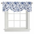 thumbnail image 1 of Tie Up Valances for Windows, White Blue Spring Floral Adjustable Valance Curtains Window Treatment for Living Room, Summer Botanical Hummingbird Rod Pocket Kitchen Curtains & Drapes 42x18 Inch, 1 of 9