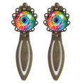 thumbnail image 1 of Tie-dye Book Accessories: Vintage Copper-Colored Lace Bookmarks - Set of 2 Stainless Steel Book Marks - Gifts for Book Lovers and Readers, 1 of 5
