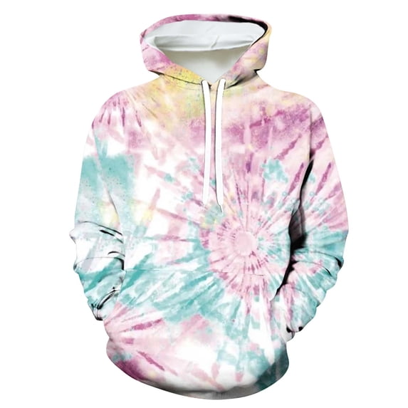 Tie-dye Hoodie Sweatshirt for Men Graphic Print Big Pocket Drawstring Hooded Pullover Top, Size S-4x, Long Sleeve (Large, Multicolor 01)