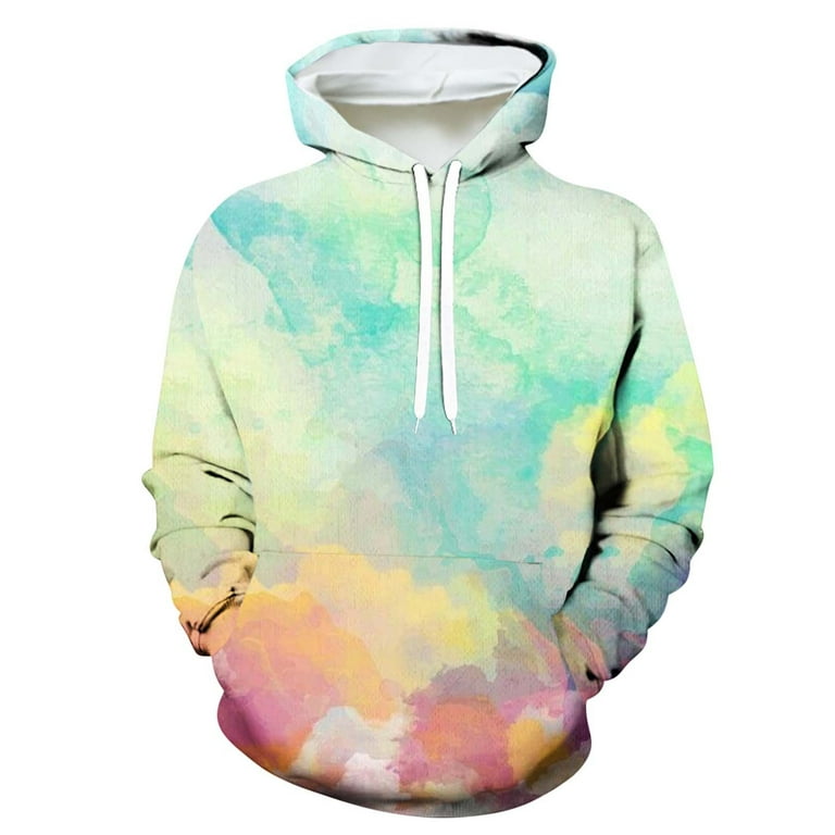 Tie dye Hoodie Sweatshirt for Men Graphic Print Big Pocket Drawstring Hooded Pullover Top Size S 4x Long Sleeve Medium Multicolor 03 Walmart