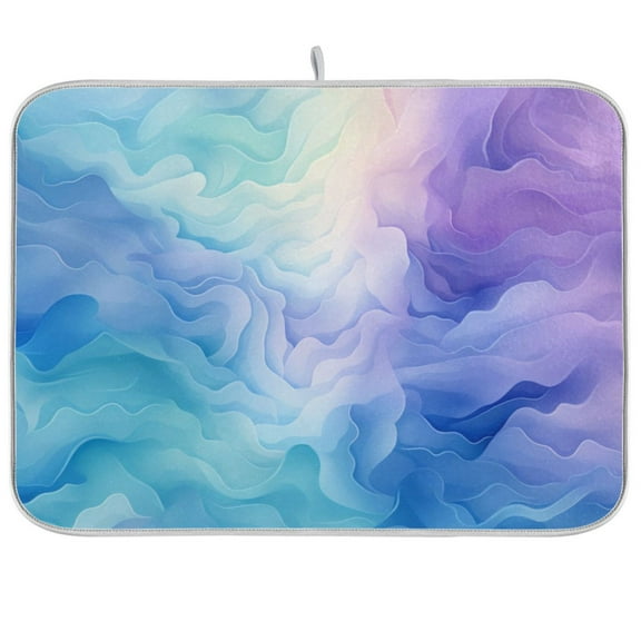 Tie-dye Purple Dish Drying Mat Microfiber Kitchen Pad Large Counter Absorbent Dish Mats Drainer Rack 18"x24"