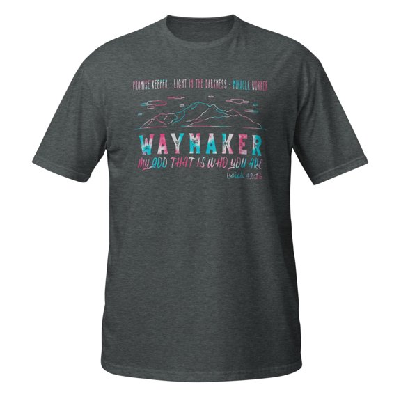 Tie dye Waymaker Miracle Worker Promise Keeper Christian T-Shirt (Dark Heather, M)