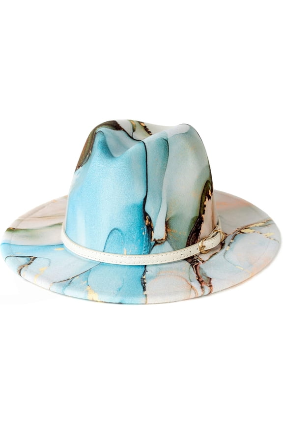 Tie-dye Wide Brim Fedora Hats for Women Multicolor Felt Panama Hat