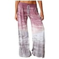 thumbnail image 1 of Tie-dye Wide Leg Pants for Women Drawstring High Waist Palazzo Pants Yoga Pants Long Trousers Wine,XL, 1 of 4